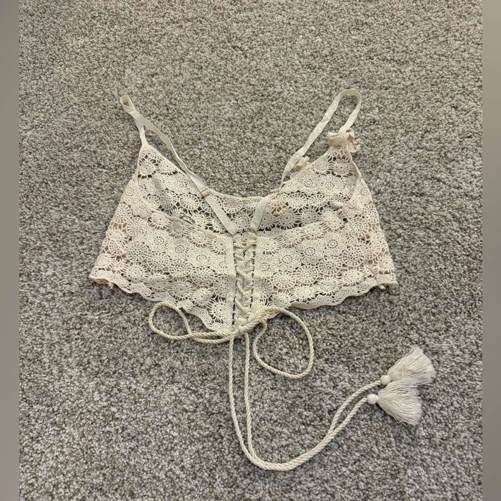 NWOT Free People Gypset Crochet Longline Bralette | Small | Ivory - Picture 5 of 8